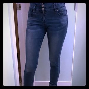 High waist blue notes stretchy jeans